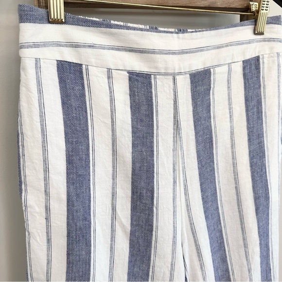 Madewell Huston Linen Blend Stripe Pull On Crop Pant Blue/White Size Med… - Picture 5 of 16